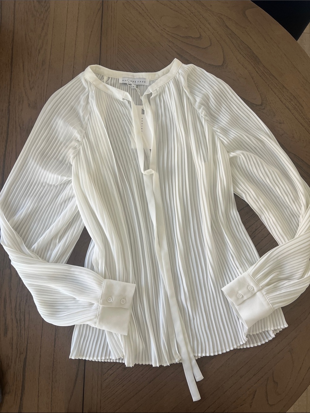 Endless Rose Women Pleated Tie-Neck Blouse